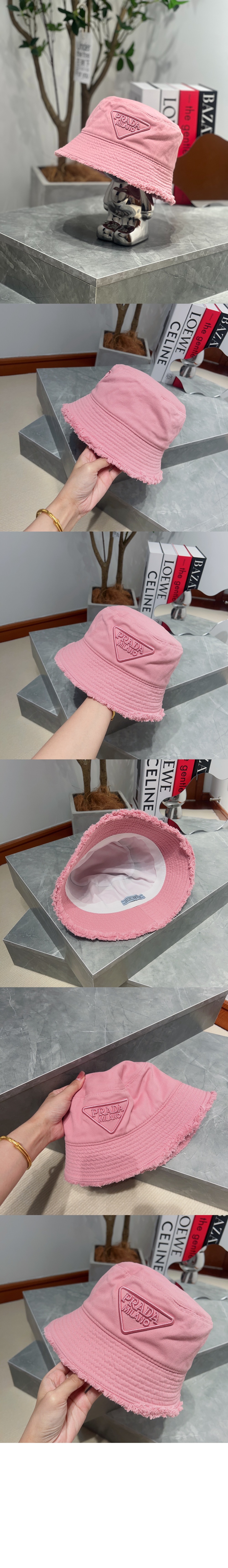 프라다 드릴 버킷햇 1HC137