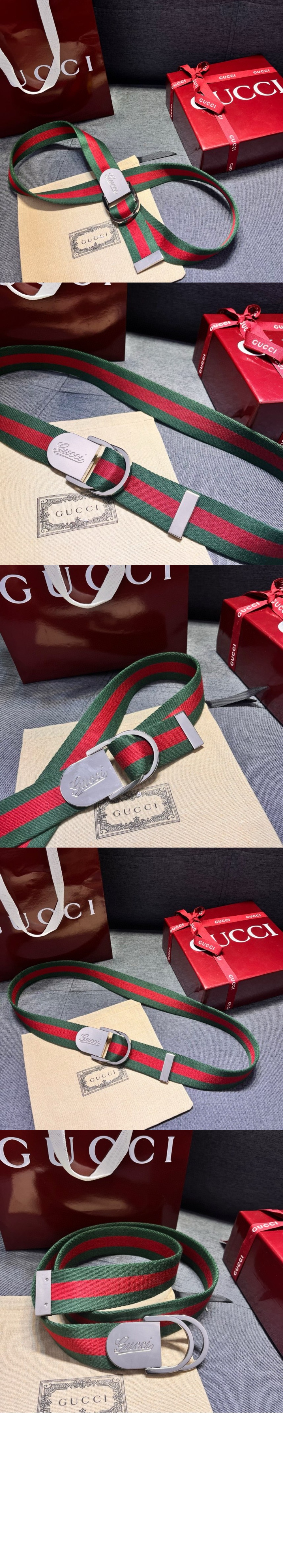 구찌 스트라이프 직조 벨트 790170