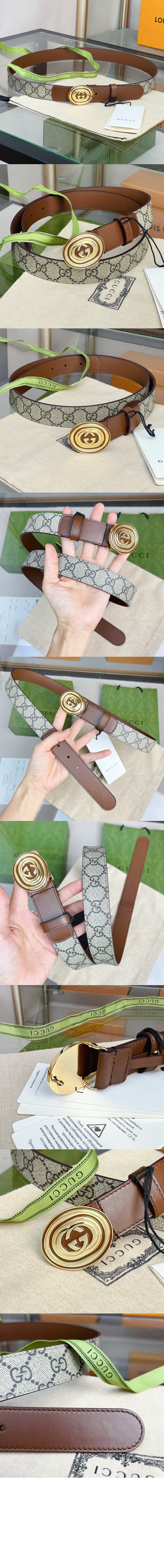 구찌 타원형 버클 벨트 699450