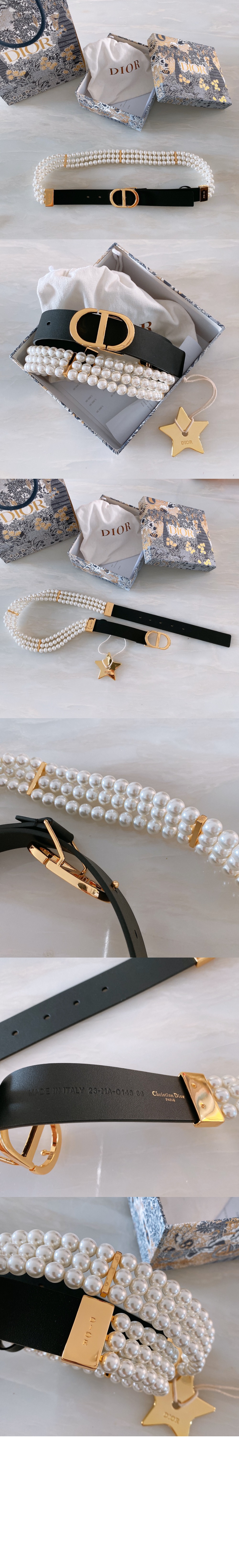 디올 유리구슬 스무스카우 가죽벨트 B0292