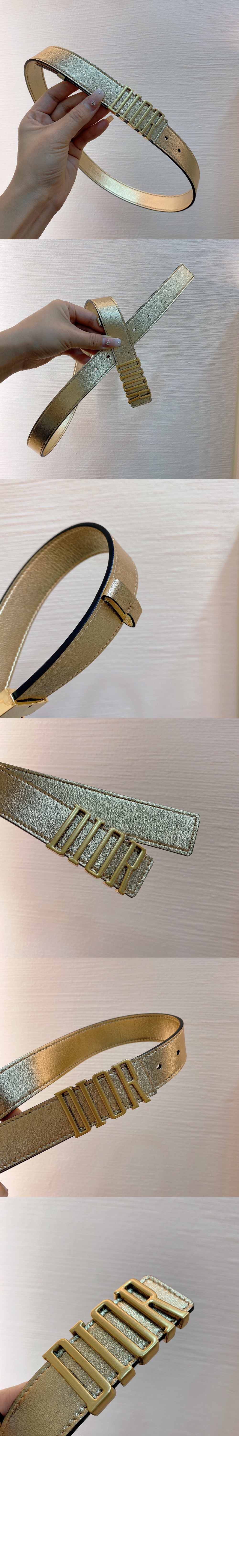 디올 주름 소가죽 벨트 B0385