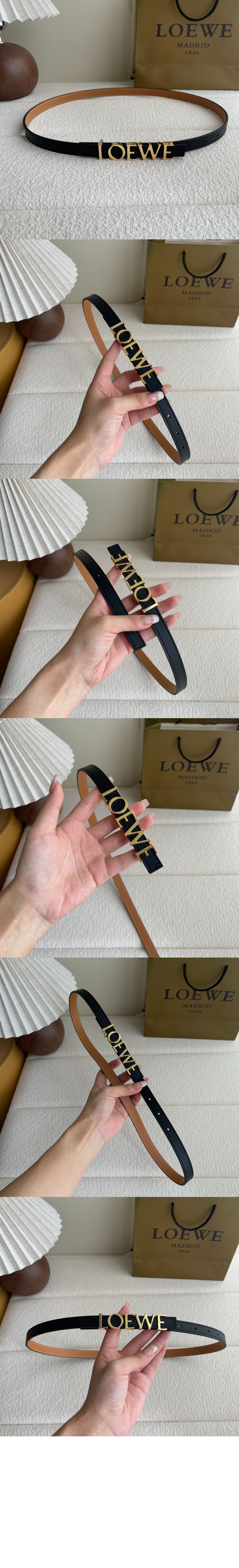 로에베 곡물 소가죽 벨트