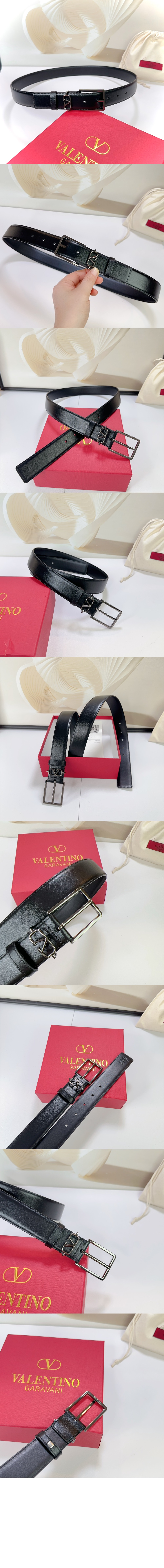 발렌티노 V 로고 벨트