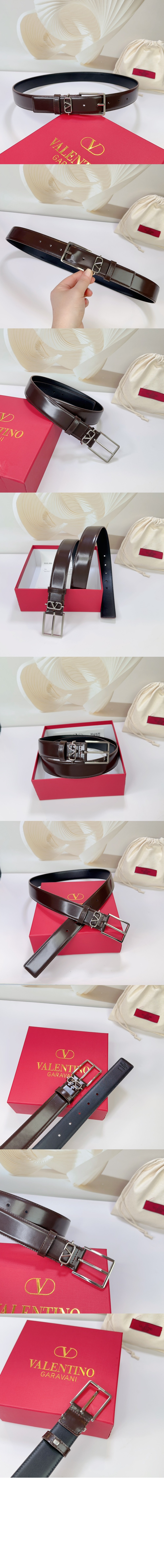 발렌티노 V 로고 벨트