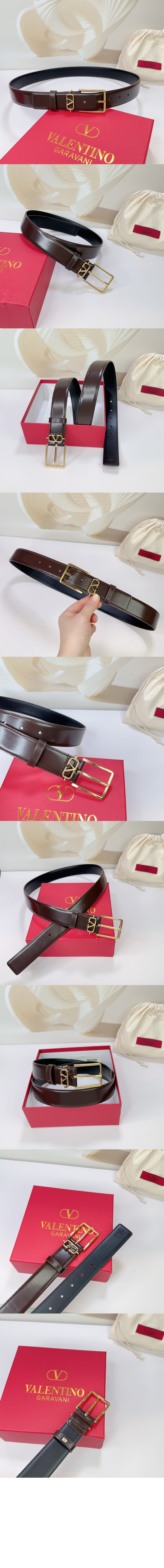 발렌티노 V 로고 벨트