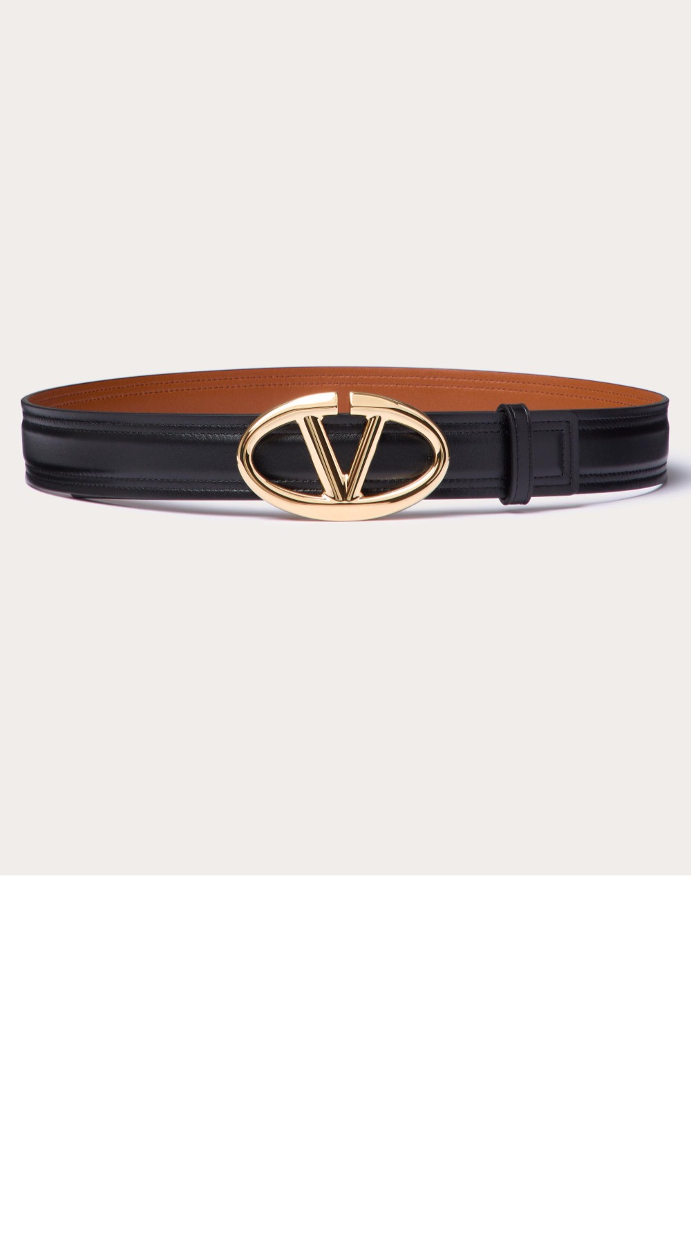 브이로고 볼드 에디션 유광 송아지 가죽 벨트