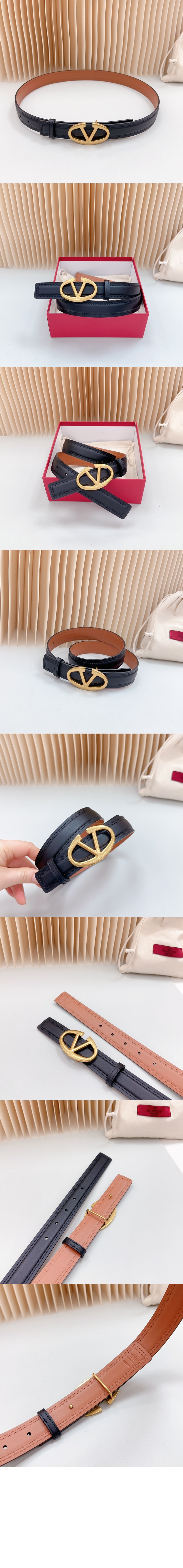 브이로고 볼드 에디션 유광 송아지 가죽 벨트