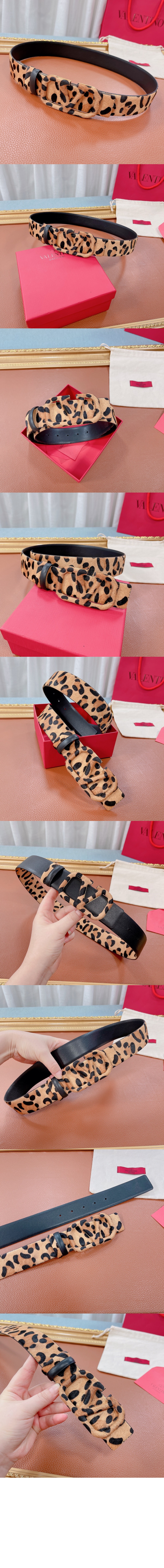 발렌티노 호피무늬 송아지 모피 벨트