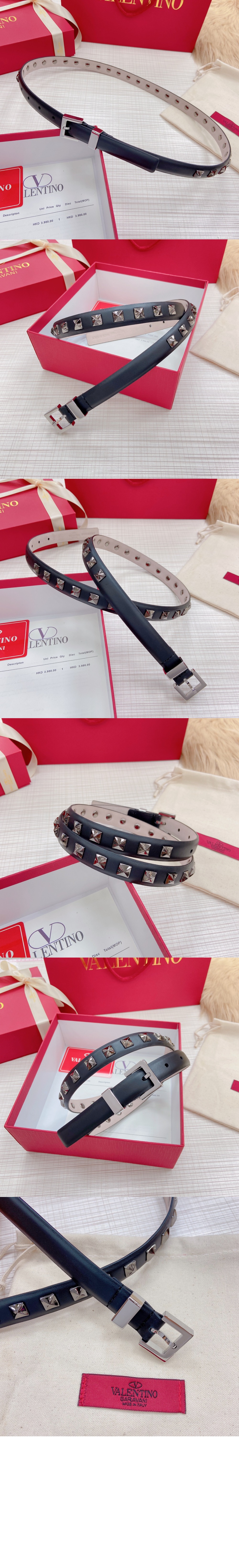 발렌티노 가죽 스터드 벨트