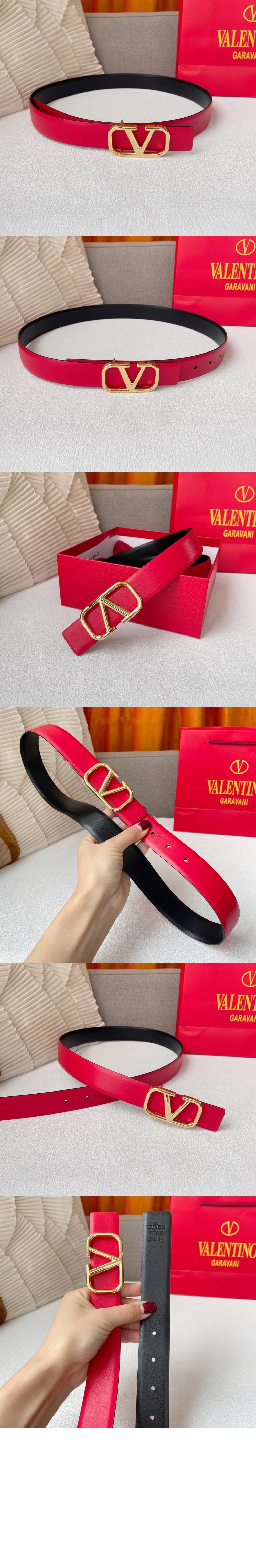 발렌티노 양면 광택 송아지 가죽 벨트