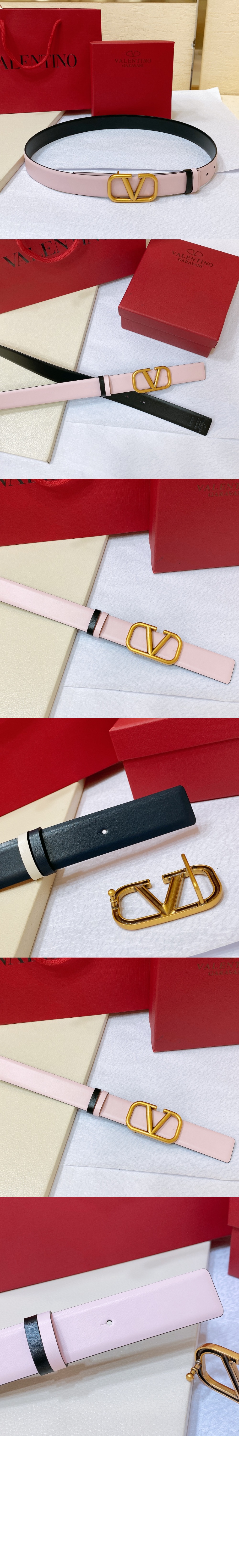 발렌티노 양면 광택 송아지 가죽 벨트