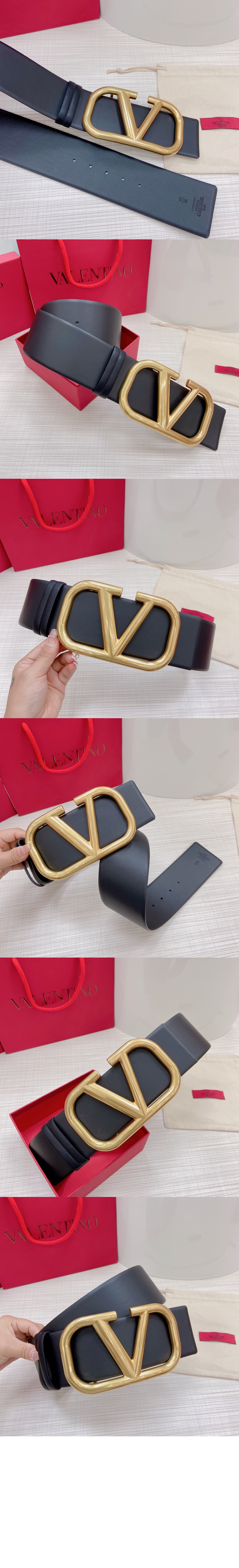 발렌티노 유광 송아지 가죽 브이로고 시그니처 리버시블 벨트