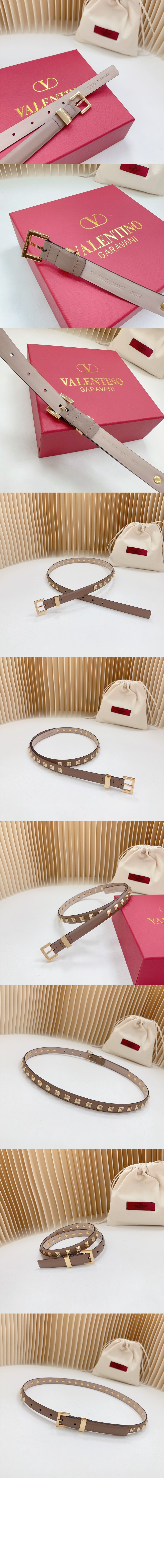 발렌티노 락스터드 유광 가죽 벨트