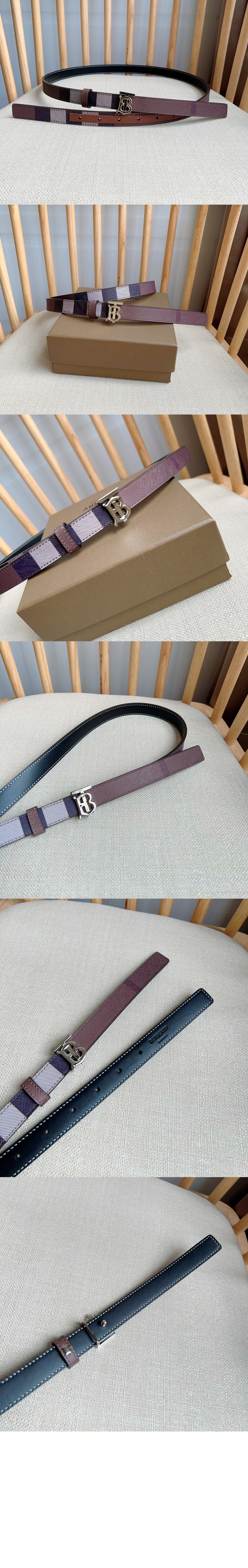 버버리 체크 레더 리버시블 TB 벨트 80623451