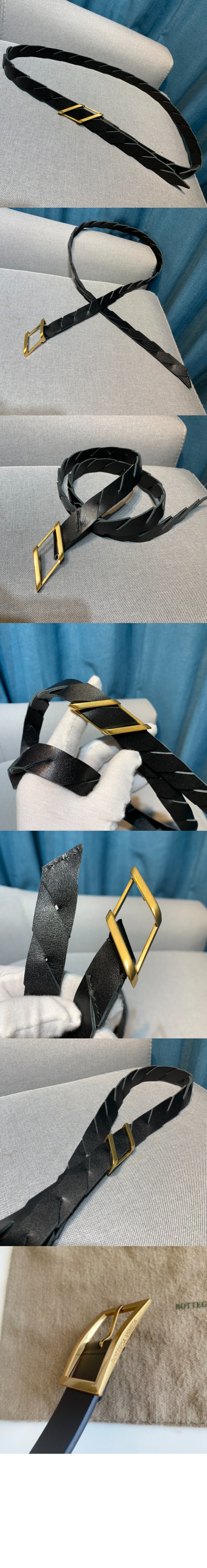 보테가베네타 땋은 송아지 가죽 벨트 620106