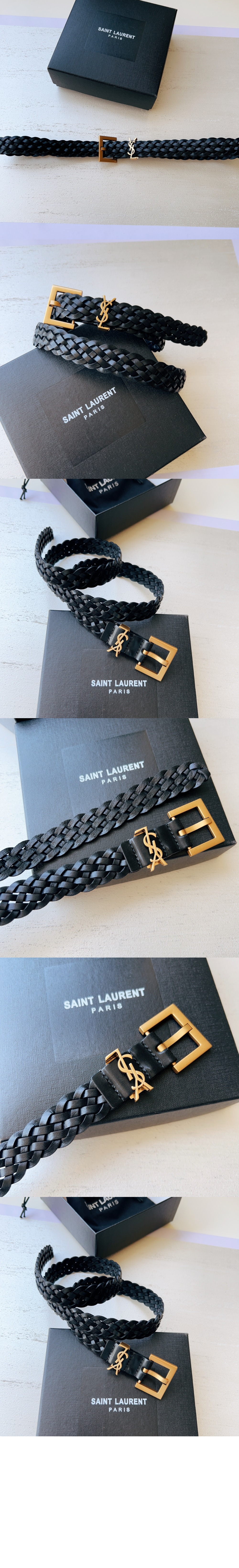 생로랑 우븐 베지터블 태닝 가죽 소재의 CASSANDRE 벨트 777315