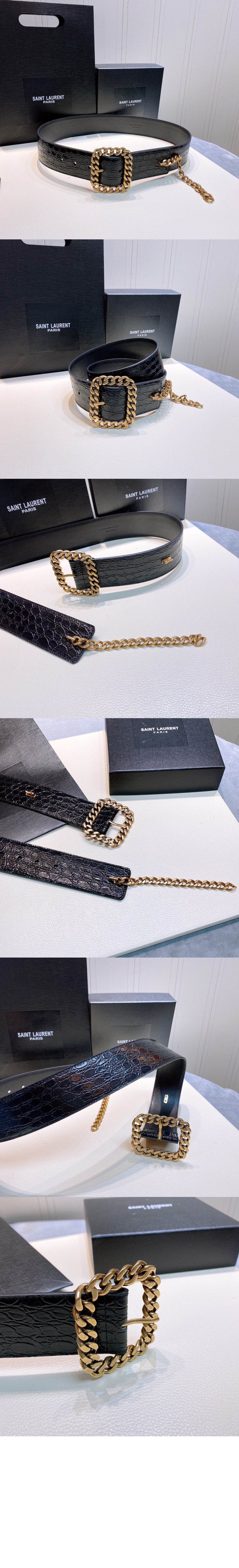 생로랑 사각 체인 버클 벨트 640575