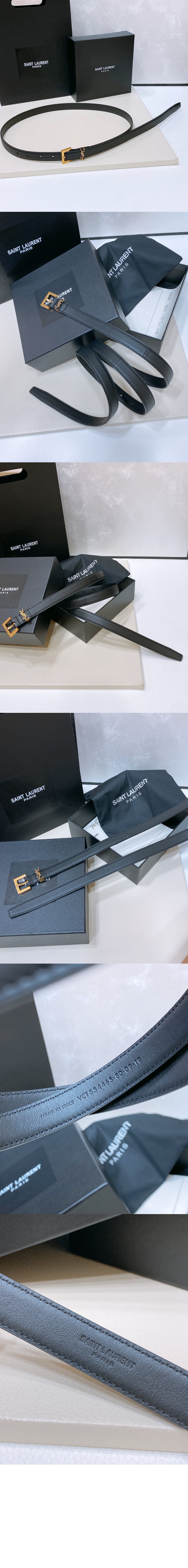 생로랑 베지터블 태닝 가죽 소재의 CASSANDRE 슬림 벨트 782076