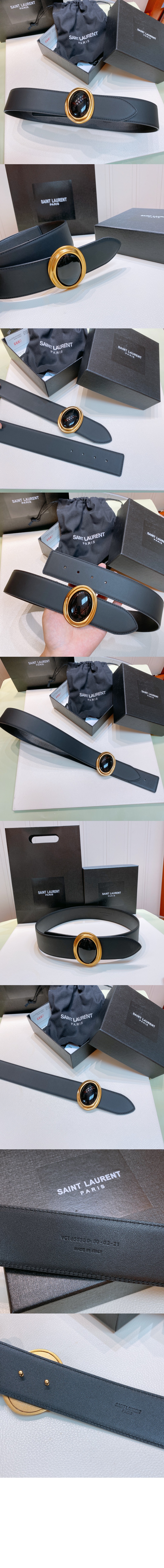 생로랑 매끄러운 가죽 볼록 버클 벨트 658530