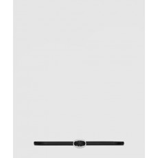 생로랑 부드러운 가죽 소재의 타원형 버클 슬림 벨트 756409