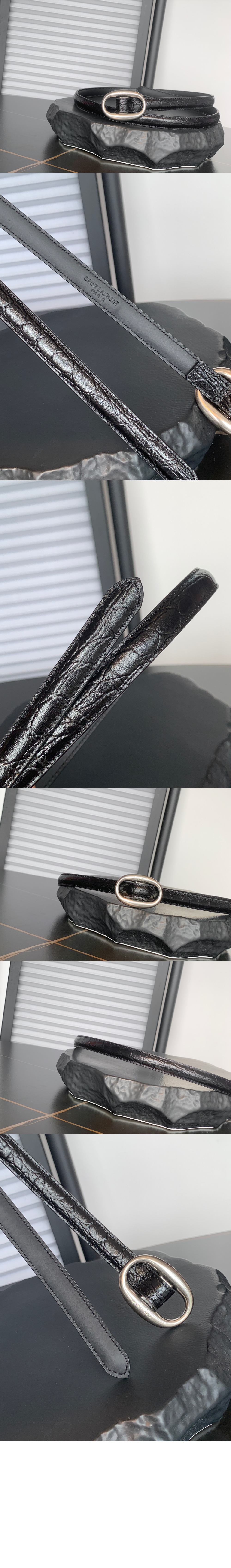 생로랑 크로커다일 오벌 버클 슬림 벨트 756959