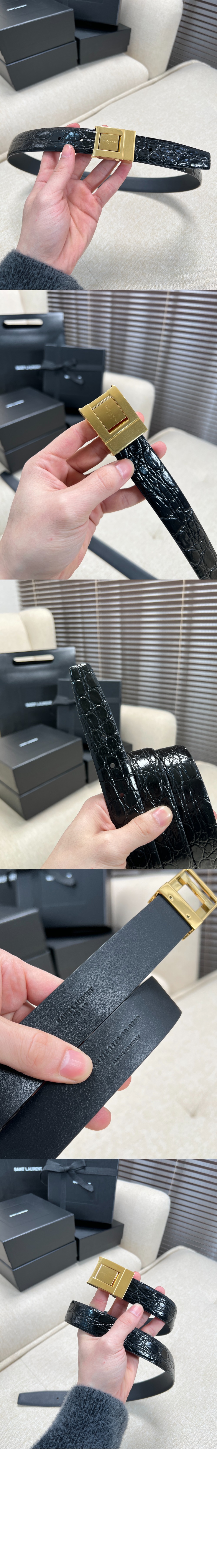 생로랑 크로커다일 엠보스드 가죽 소재의 벨트 7158711