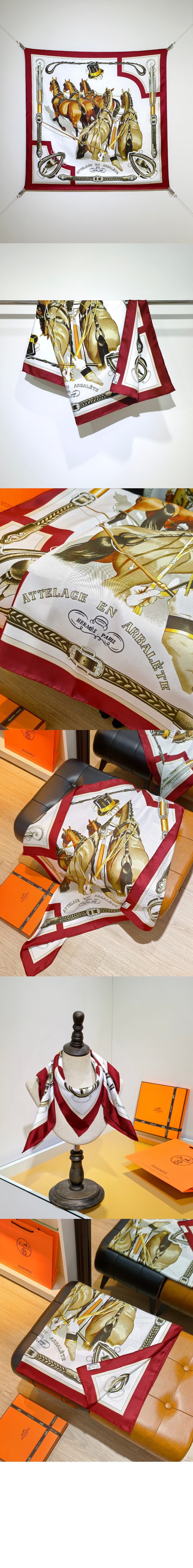 에르메스 Attelage en Arbalete 포에버 스카프 90