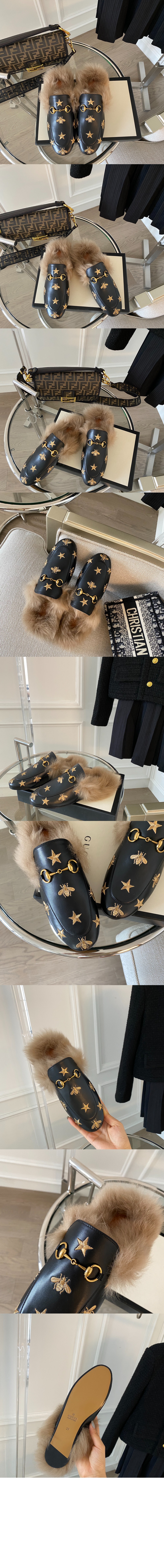 구찌 자수 꿀벌 슬리퍼 505277