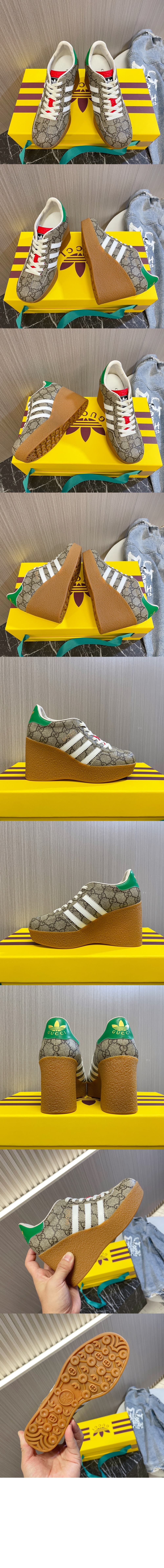 구찌 x 아디다스 웨지 가젤 스니커즈 725655