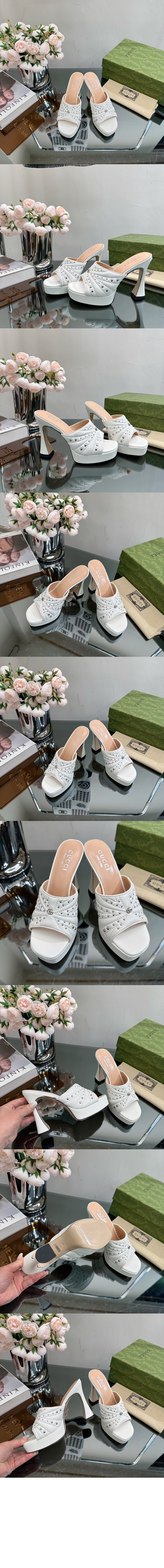 구찌 힐 슬라이드 샌들 블랙 723404