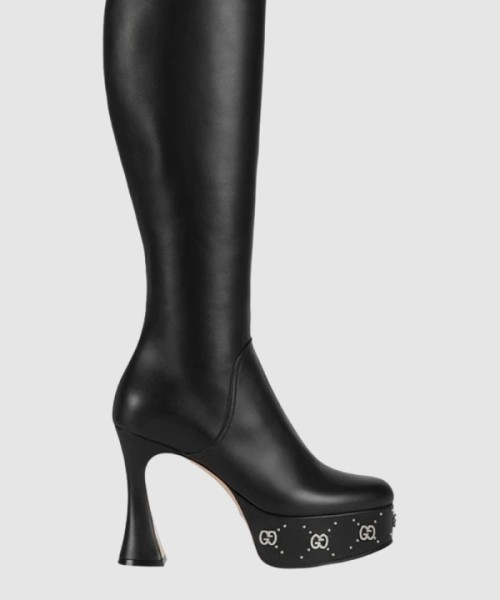 구찌 플랫폼 부츠 블랙 레더 750519