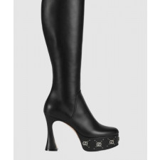 구찌 플랫폼 부츠 블랙 레더 750519