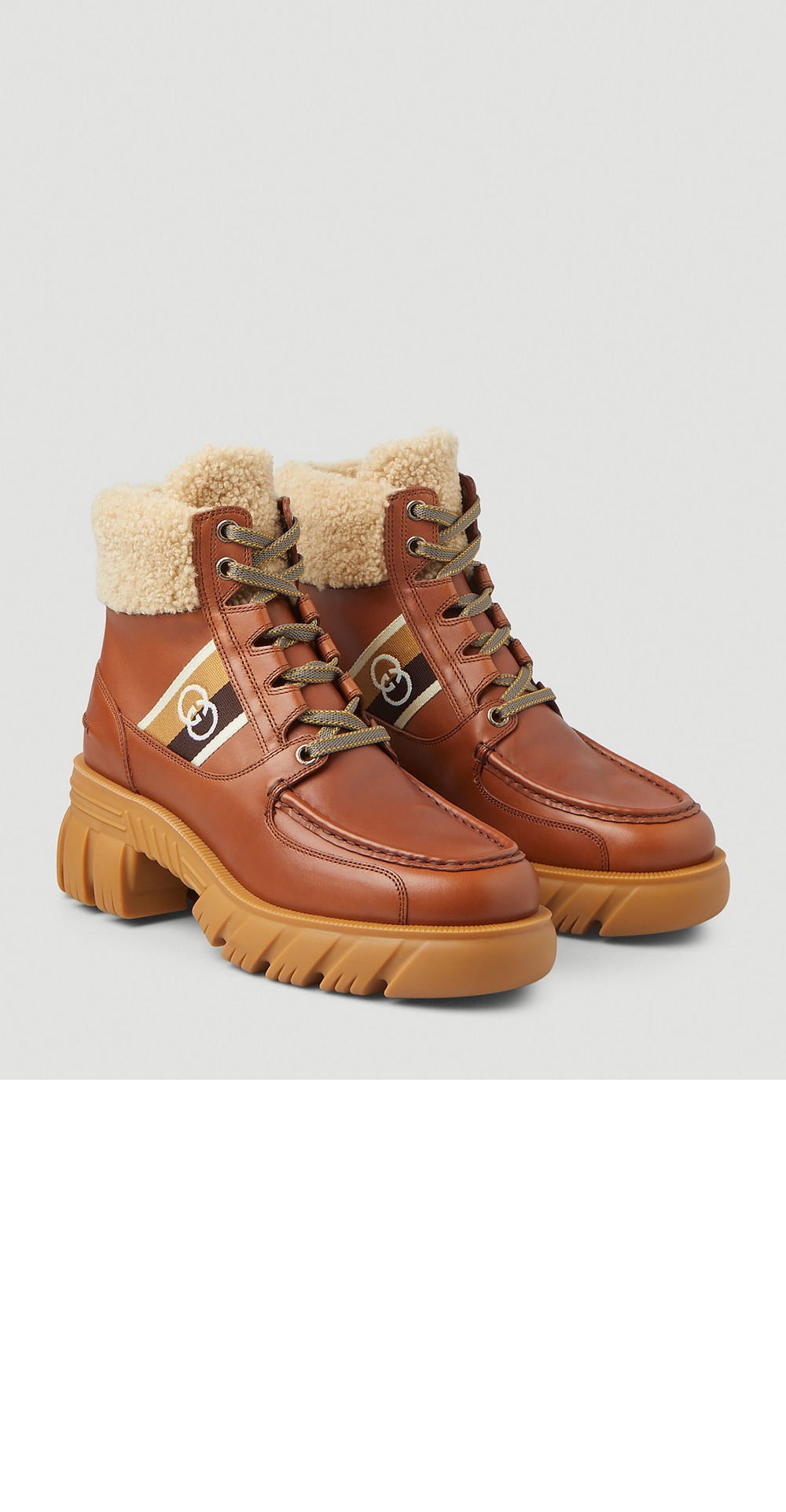 구찌 자카드 패널 레이스업 앵클 부츠 670406