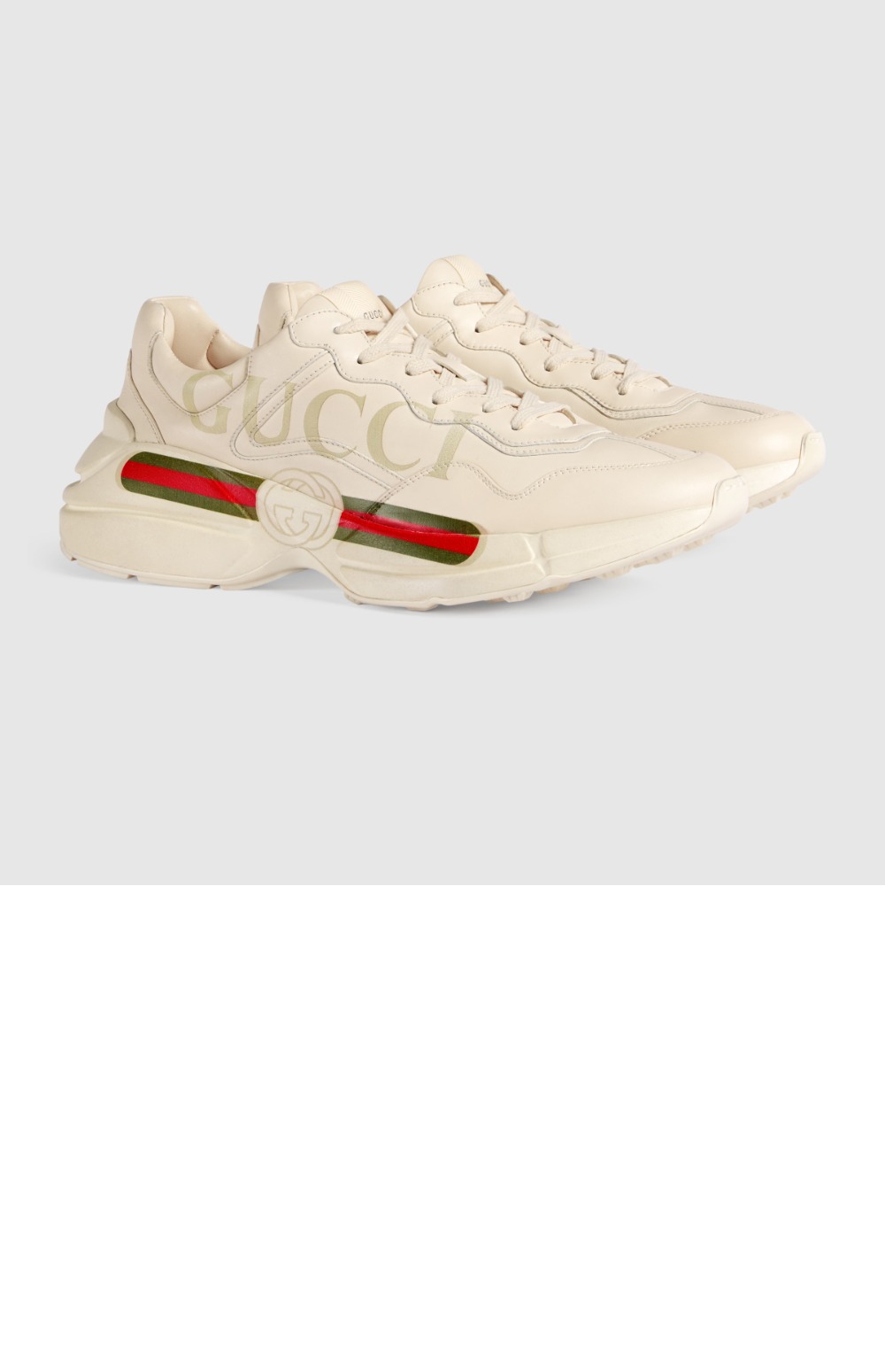 구찌 롸이톤 로고 레더 스니커즈 500877