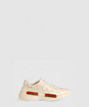 구찌 롸이톤 로고 레더 스니커즈 500877