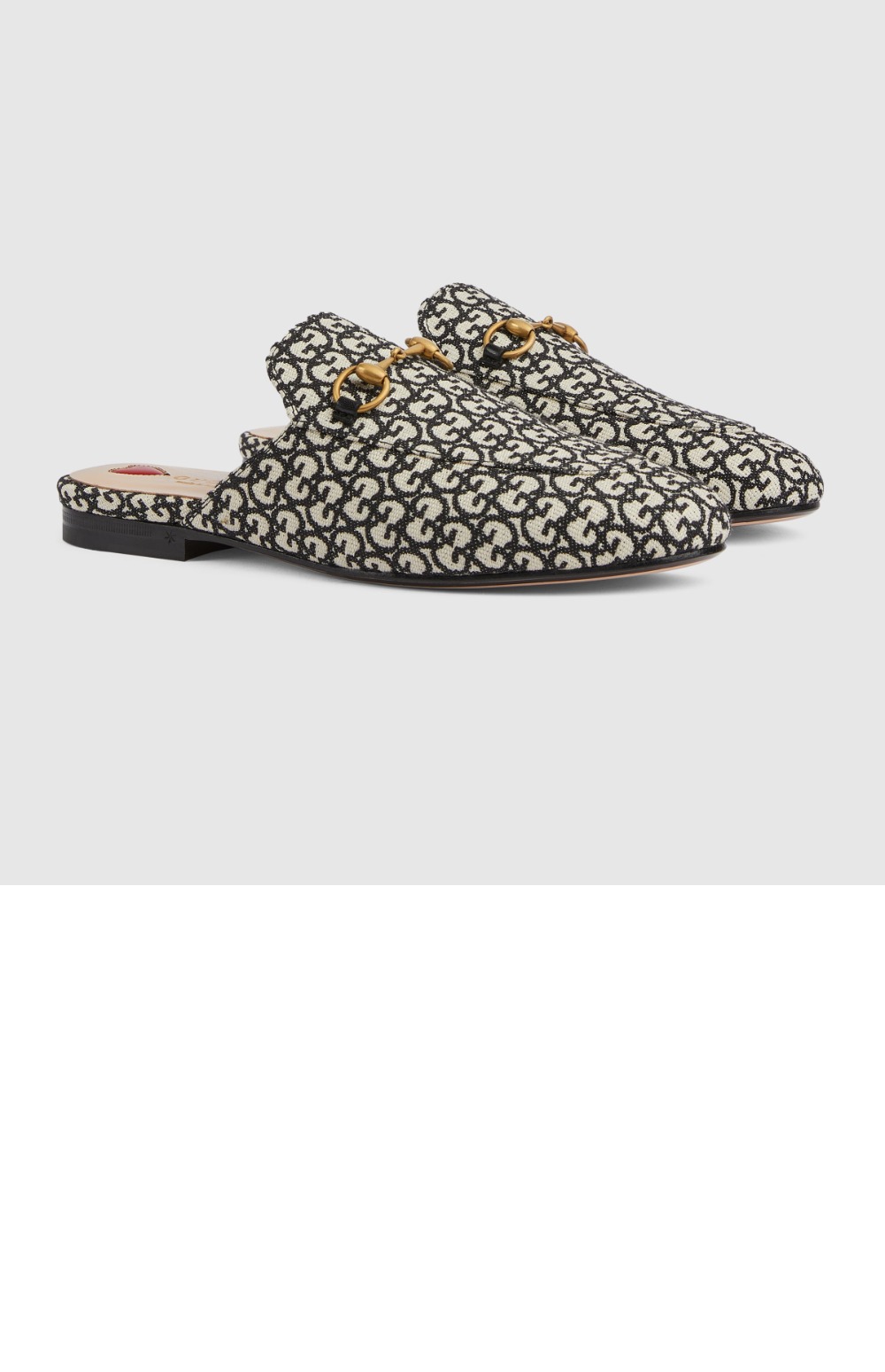 구찌 프린스타운 슬리퍼 아이보리 및 블랙 캔버스 779241