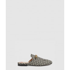 구찌 프린스타운 슬리퍼 아이보리 및 블랙 캔버스 779241