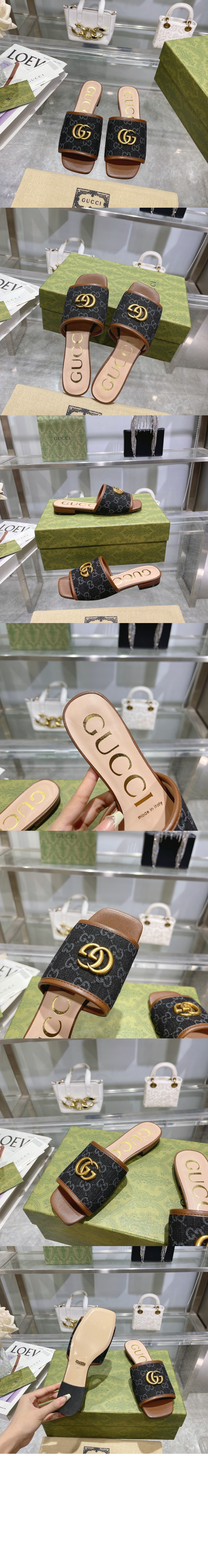 구찌 GG 데님 슬리퍼 647630