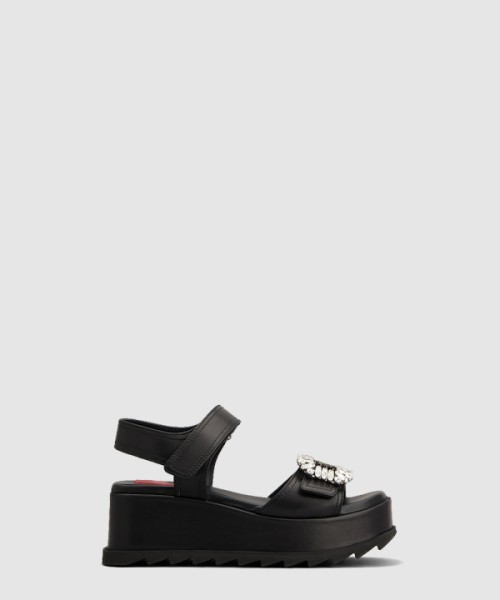 로저비비에 슬라이디 비브 가죽 웨지 샌들 7754