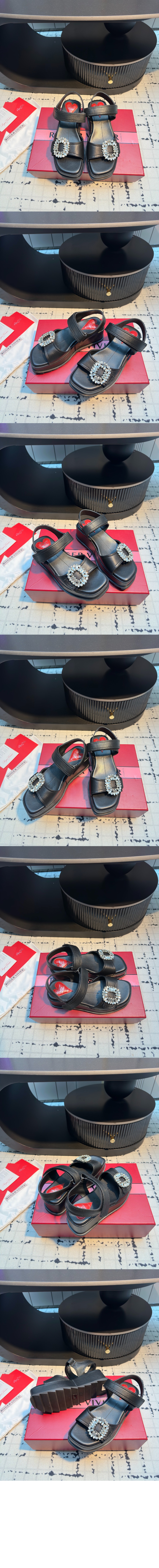 로저비비에 슬라이디 비브 가죽 웨지 샌들 7754