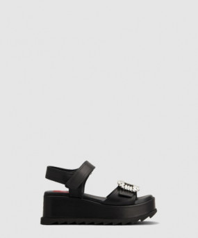 로저비비에 슬라이디 비브 가죽 웨지 샌들 7754