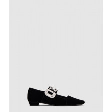 로저비비에 크리스탈 벨벳 메리 제인 발레 플랫 0074