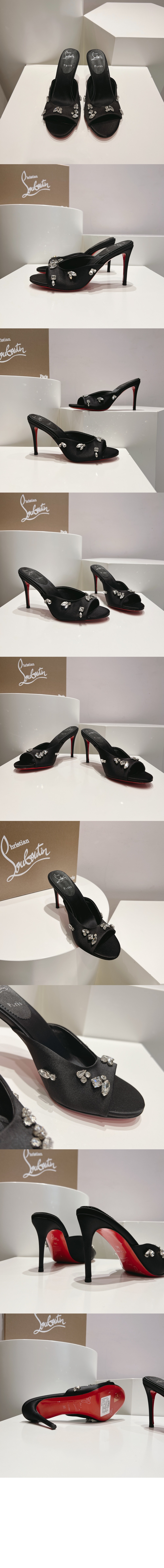 루부탱 크리스탈 슬리퍼 힐 3231154