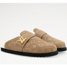 LV 코지 플랫 컴포트 클로즈드 뮬 브라운