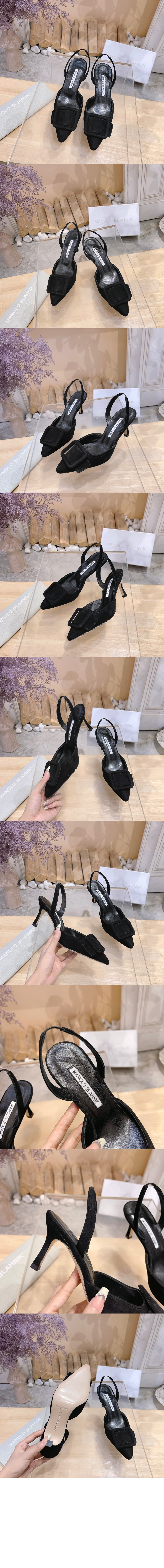 마놀로블라닉 스웨이드 슬링백 펌프스