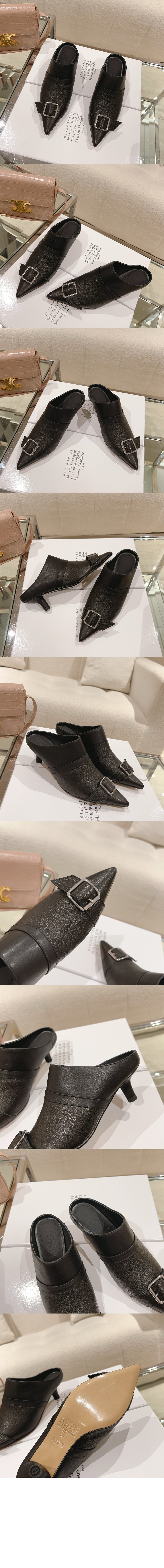 마르지엘라 라이더 포인티드 토 미드힐 뮬 T8013