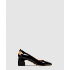 마르지엘라 백 스티치 레더 스퀘어토 펌프스 T8013