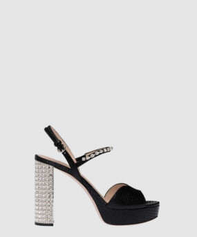 미우미우 프린트 레더 플랫폼 샌들 5XP877