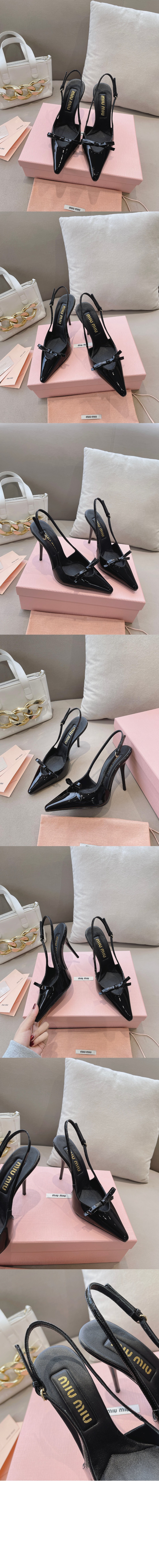 미우미우 페이턴트 레더 슬링백힐 5I015E