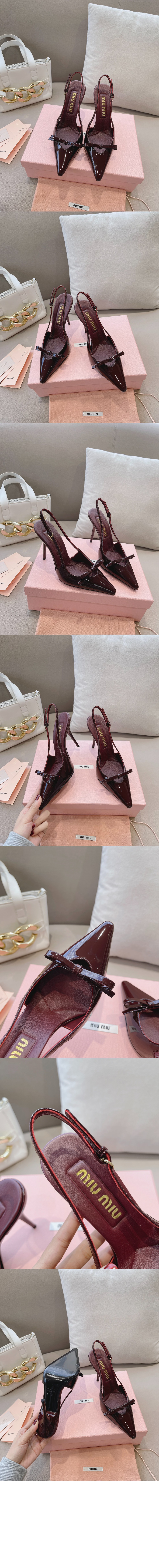 미우미우 페이턴트 레더 슬링백힐 5I015E